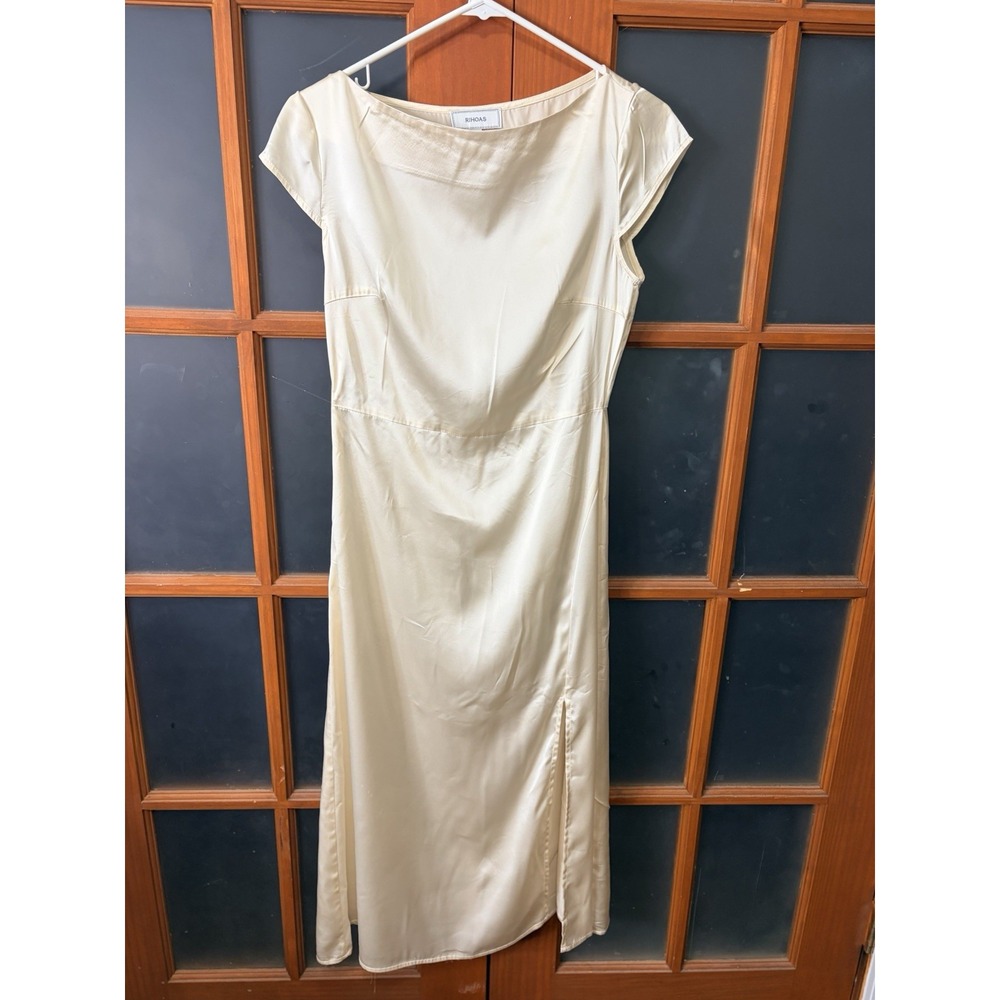 RIHOAS Ivory Satin Dress With Split  Small